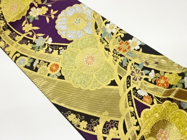 JAPANESE FUKURO OBI / PULP CLOTH / WOVEN FLOWER ARABESQUE